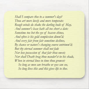 Mousepad Sonnet nº 18 por William Shakespeare