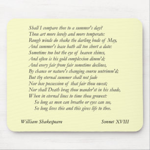 Mousepad Sonnet nº 18 por William Shakespeare