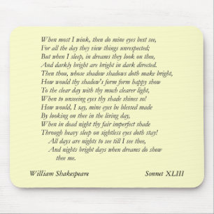 Mousepad Sonnet nº 43 por William Shakespeare
