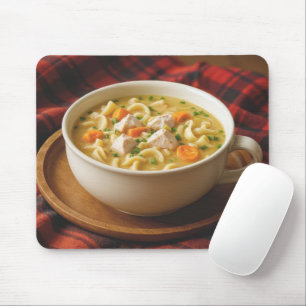 Mousepad Sopa de Noodle em Frango num Cobertor de Xadrez