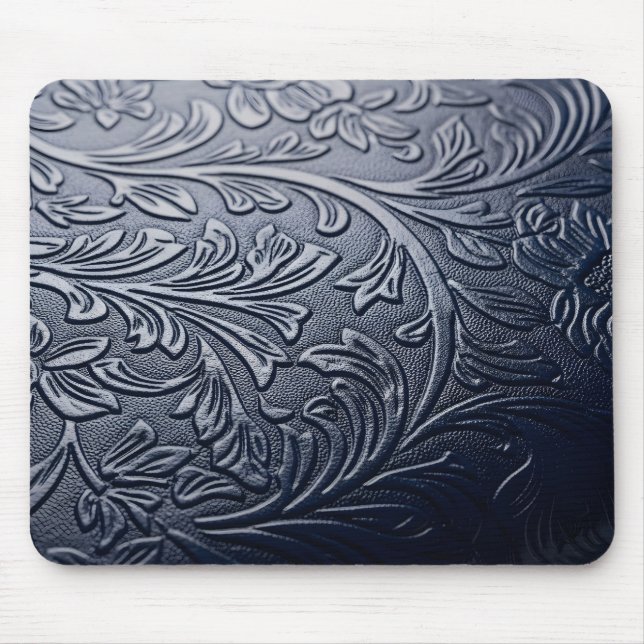 Mousepad Sophisticated Dark Blue 3D Rose Petal Pattern  (Frente)
