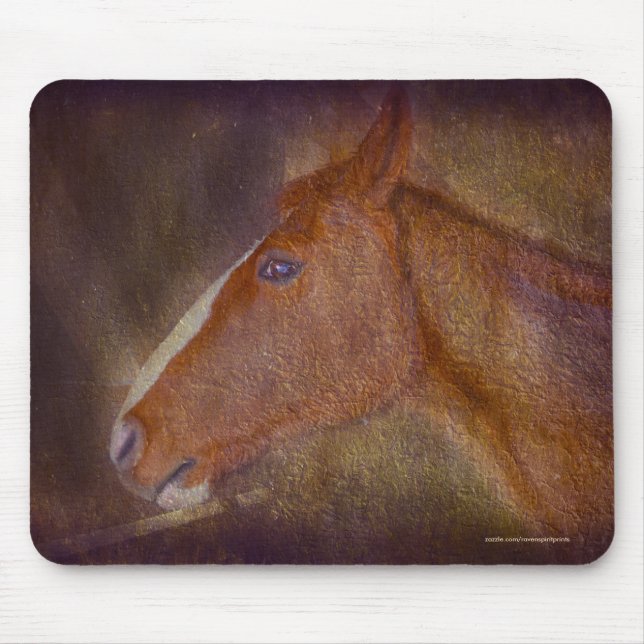 Mousepad Sorrel Stallion em uma Arte Equina de Barn Stall (Frente)