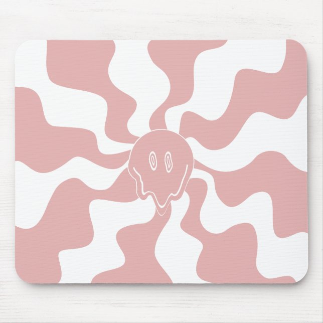 Mousepad Sorria derretida em rosa e branco (Frente)