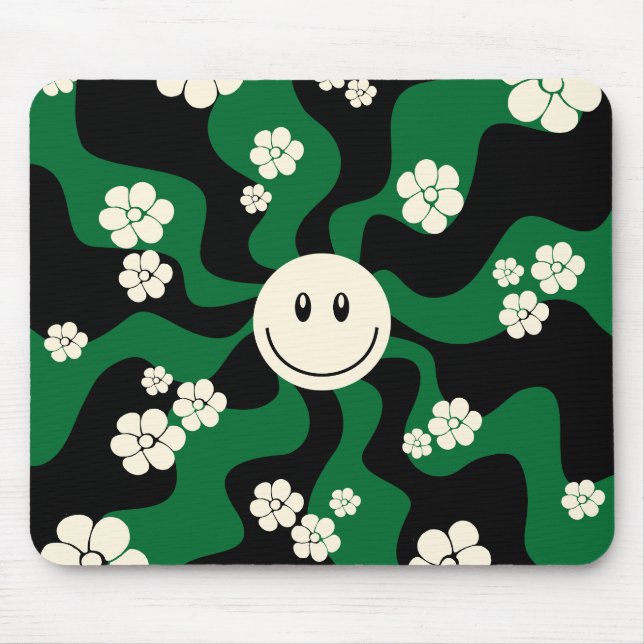 Mousepad Sorria - Verde, Creme e Preto (Frente)