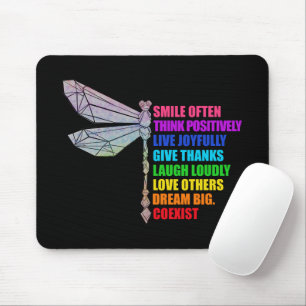 Mousepad Sorriso de Libélula Pense Positivamente com Frequê