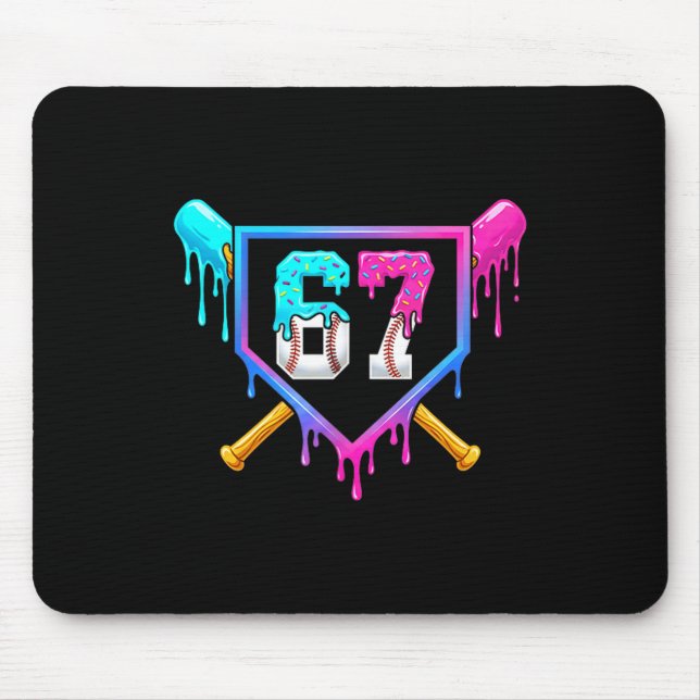Mousepad Sorvete de beisebol pinga 67 Seis Sete Meme Número (Frente)