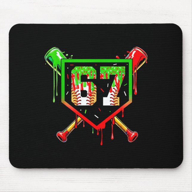 Mousepad Sorvete de beisebol pingando número 67 jogador 6 7 (Frente)