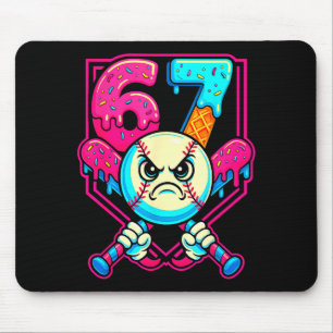 Mousepad Sorvete de beisebol pingando número 67 seis sete m