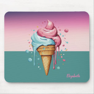 Mousepad Sorvete pingando com aquarela legal