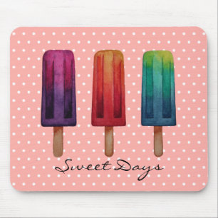 Mousepad Sorvetes bonitos do Popsicle da aguarela