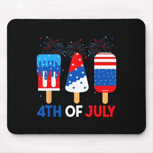 Mousepad Sorvetes engraçados do 4 de julho Patriótico Ameri (Frente)