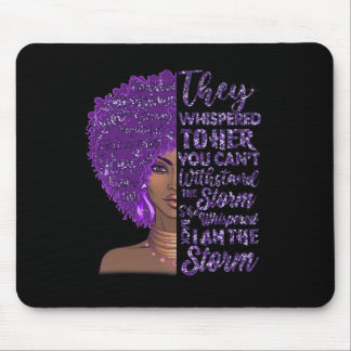 Mousepad Sou a tempestade Forte Mulher Negra Roxa Sobredosa