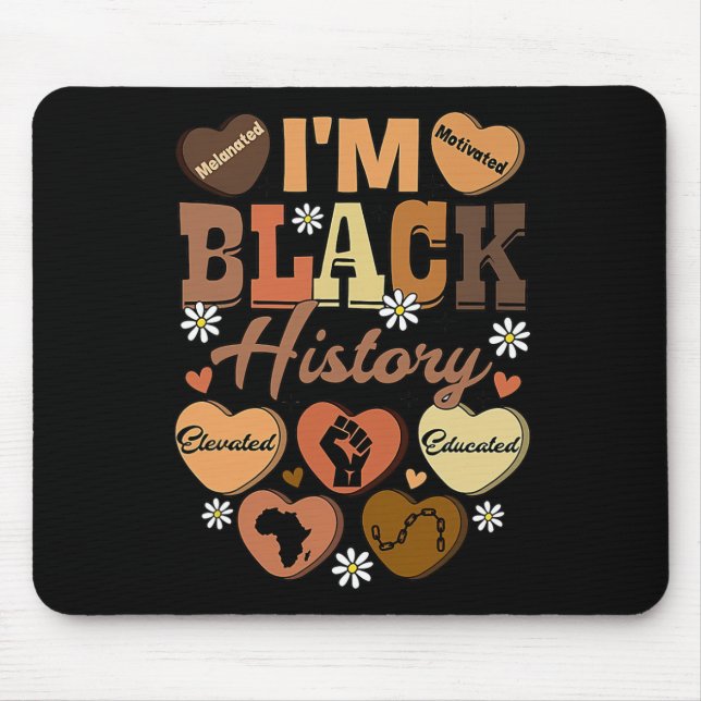 Mousepad Sou História Negra Educado Motivado Coração de Mel (Frente)