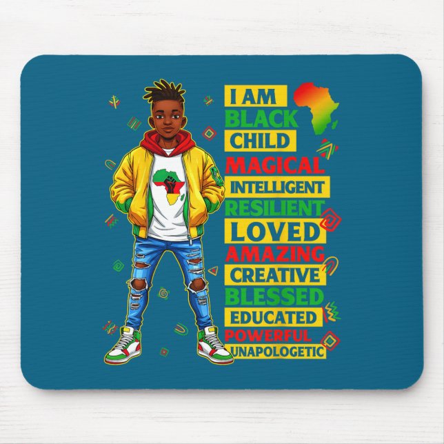 Mousepad Sou menino negro mês da história afro-americano me (Frente)