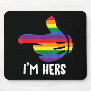 Mousepad Sou o Casal Lésbica Arco-Íris Engraçado Orgulho LG