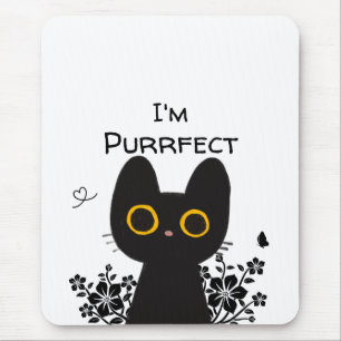 Mousepad Sou Purrfect Gatinho Preto Tapete de Rato