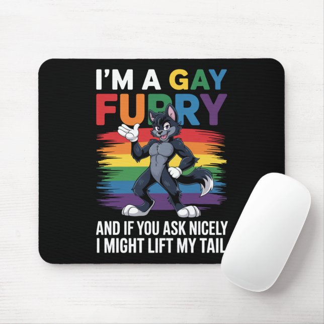 Mousepad Sou um Raposo Lobo Arco-íris Gay Furry Mês do Orgu (Com mouse)