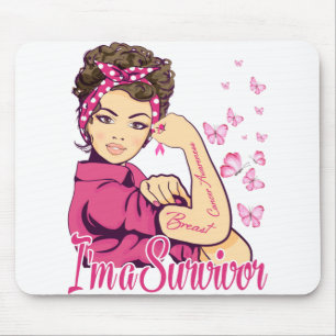 Mousepad Sou uma Sobrevivente Rosie Riveter Câncer de Mama