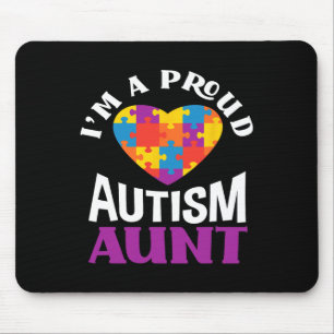 Mousepad Sou Uma Tia Orgulhosa do Autismo Coração de Puzzle