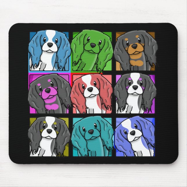 Mousepad Spaniel de rei descuidado Charles do pop art (Frente)