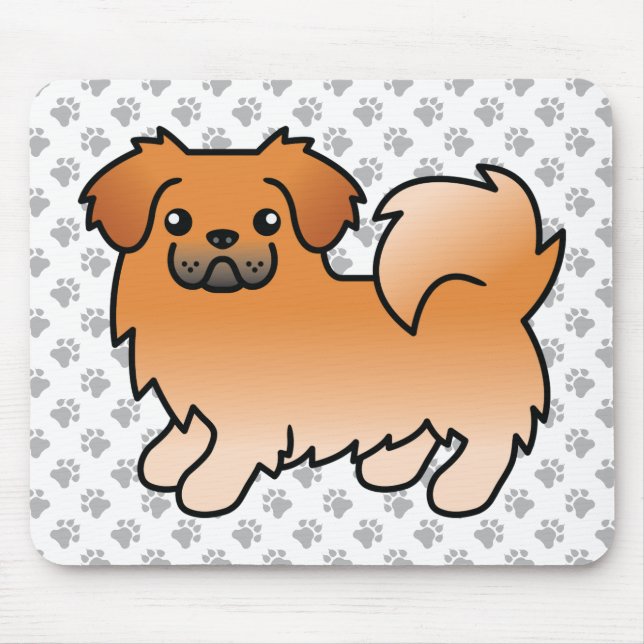 Mousepad Spaniel Tibetano Vermelho Cachorro de Desenho Anim (Frente)