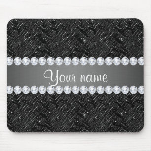 Mousepad Sparkles e diamantes pretos dos Sequins do falso