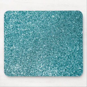 Mousepad Sparkly Bokeh Faux Teal Glitter