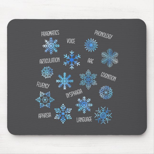 Mousepad Speech Therapy Snowflake Winter Vocabulary Theme F (Frente)