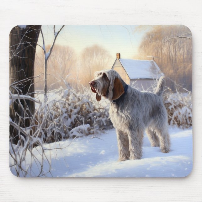 Mousepad Spinone Italiano Deixe-o nevar no Natal (Frente)