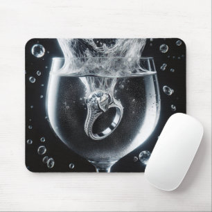 Mousepad Splash De Anel De Diamante Em Vidro De Água