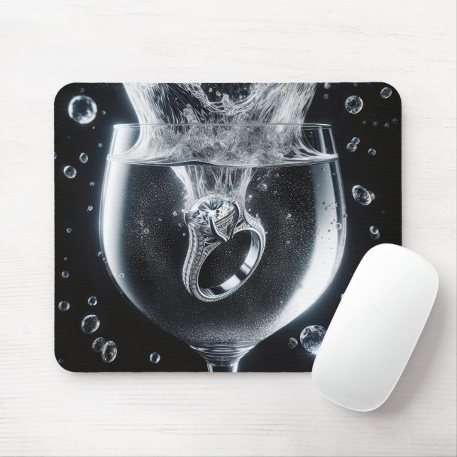Mousepad Splash De Anel De Diamante Em Vidro De Água (Com mouse)