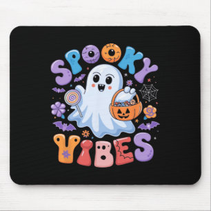 Mousepad Spookes Vibes Ghost Retro Groovy Halloween Kids Gi