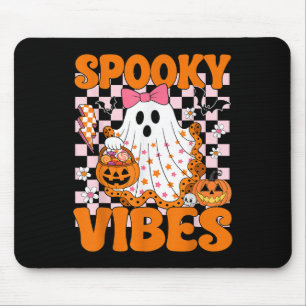 Mousepad Spookes Vibes Ghost Retro Groovy Halloween Mulhere