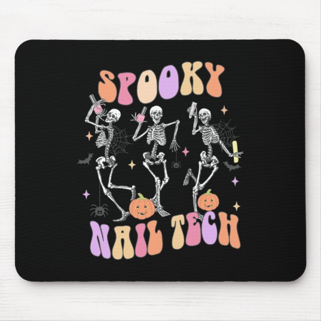 Mousepad Spooky Nail Tech Funny Skeleton Nail Tech Hallowee (Frente)