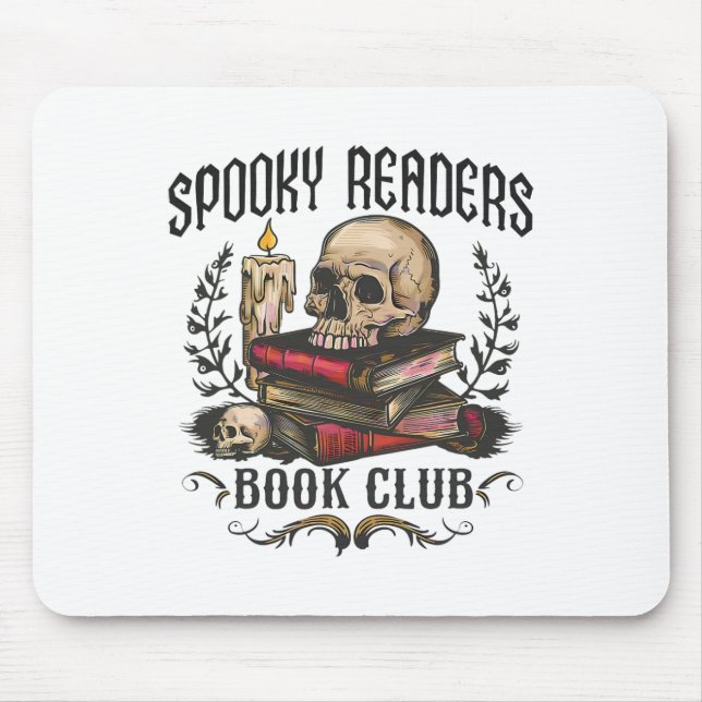 Mousepad Spooky Readers Book Club Horror Skull Halloween (Frente)