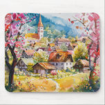 Mousepad Spring Village<br><div class="desc">A Watercolour Village in Springtime</div>