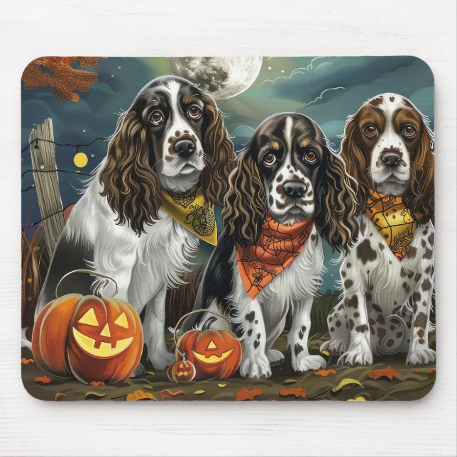 Mousepad Springer Spaniel Halloween Assustador (Frente)