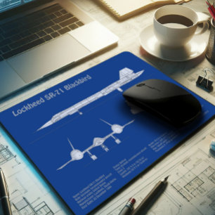 Mousepad SR-71 Blackbird - Planos de avião Blueprint ABD