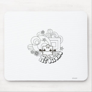 Mousepad Sr. Forte estrelas de   & flores pretas & brancas