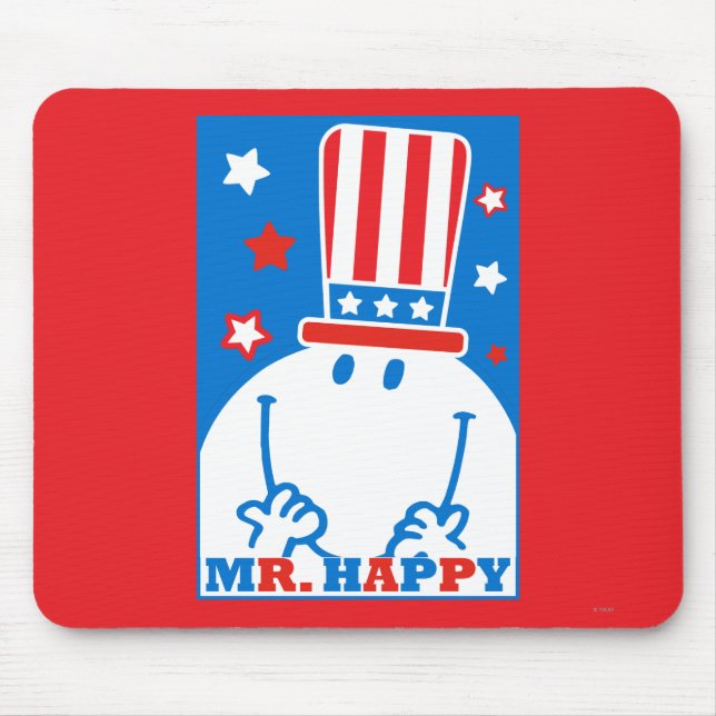 Mousepad Sr. Happy com chapéu patriótico (Frente)