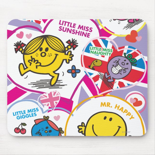 Mousepad Sr. Men & Little Miss UK Hearts (Frente)