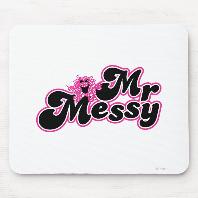 Mousepad Sr. Messy | Grandes letras pretas e rosa (Frente)