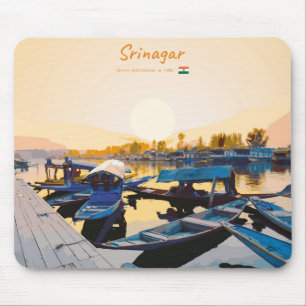 Mousepad Srinagar, Índia - Barcos Shikara no Lago Dal