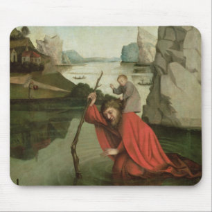 Mousepad St Christopher que leva a criança do cristo