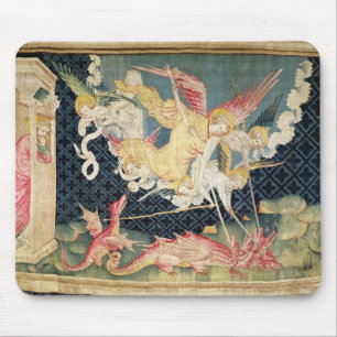 Mousepad St Michael e seus anjos que lutam o dragão