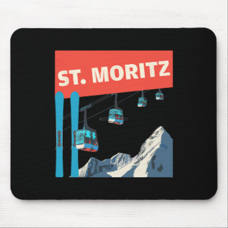 Mousepad St. Moritz Skiing - Retro St. Moritz Ski 
