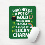 Mousepad St Patricks Professor Lucky Charm Clover Irlandês<br><div class="desc">St Patricks Professor Lucky Charm Clover Irlandês para Professora</div>