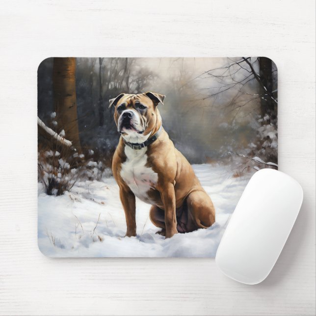 Mousepad Staffordshire Bull Terrier Deixe Nevar Natal (Com mouse)