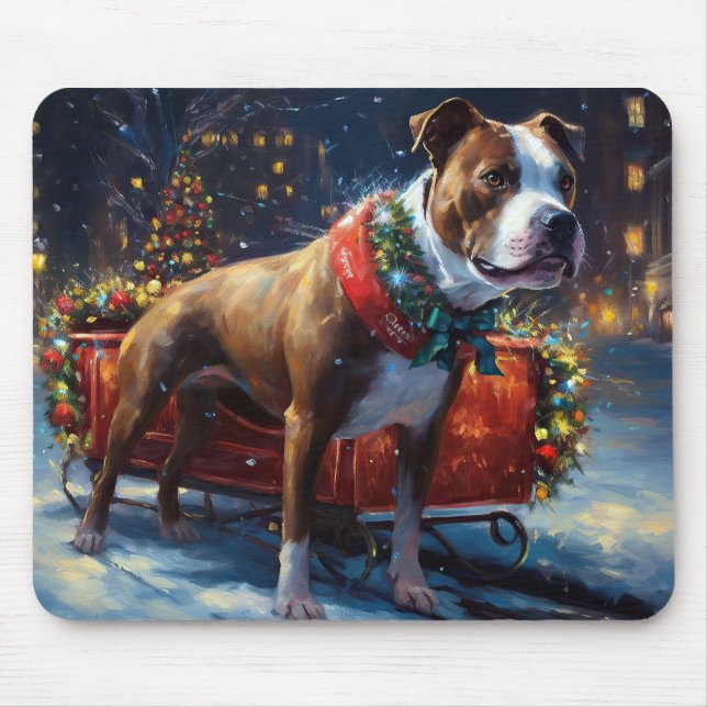 Mousepad Staffordshire Bull Terrier Natal Festivo (Frente)