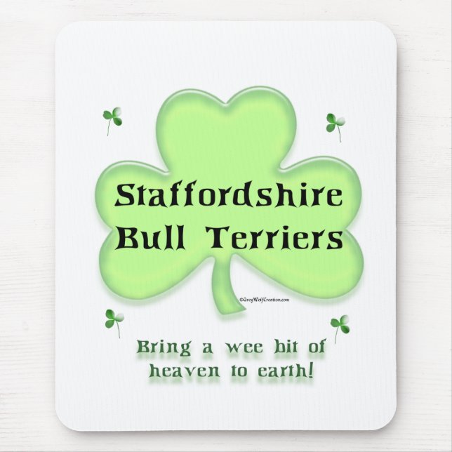 Mousepad Staffy Heaven; Staffordshire Rua. Dia de Patrick (Frente)